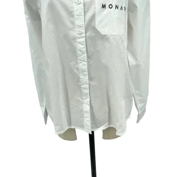 Monat Gear Monat Button Down Shirt White Start Logo Size Medium - Picture 5 of 12